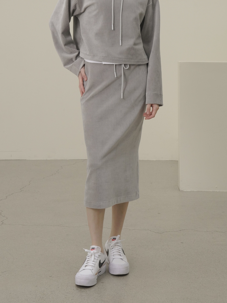 Velour Bending Skirt _L.Grey