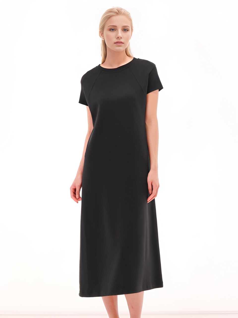 Sweat Half Sleeve Long Dress _2 Color