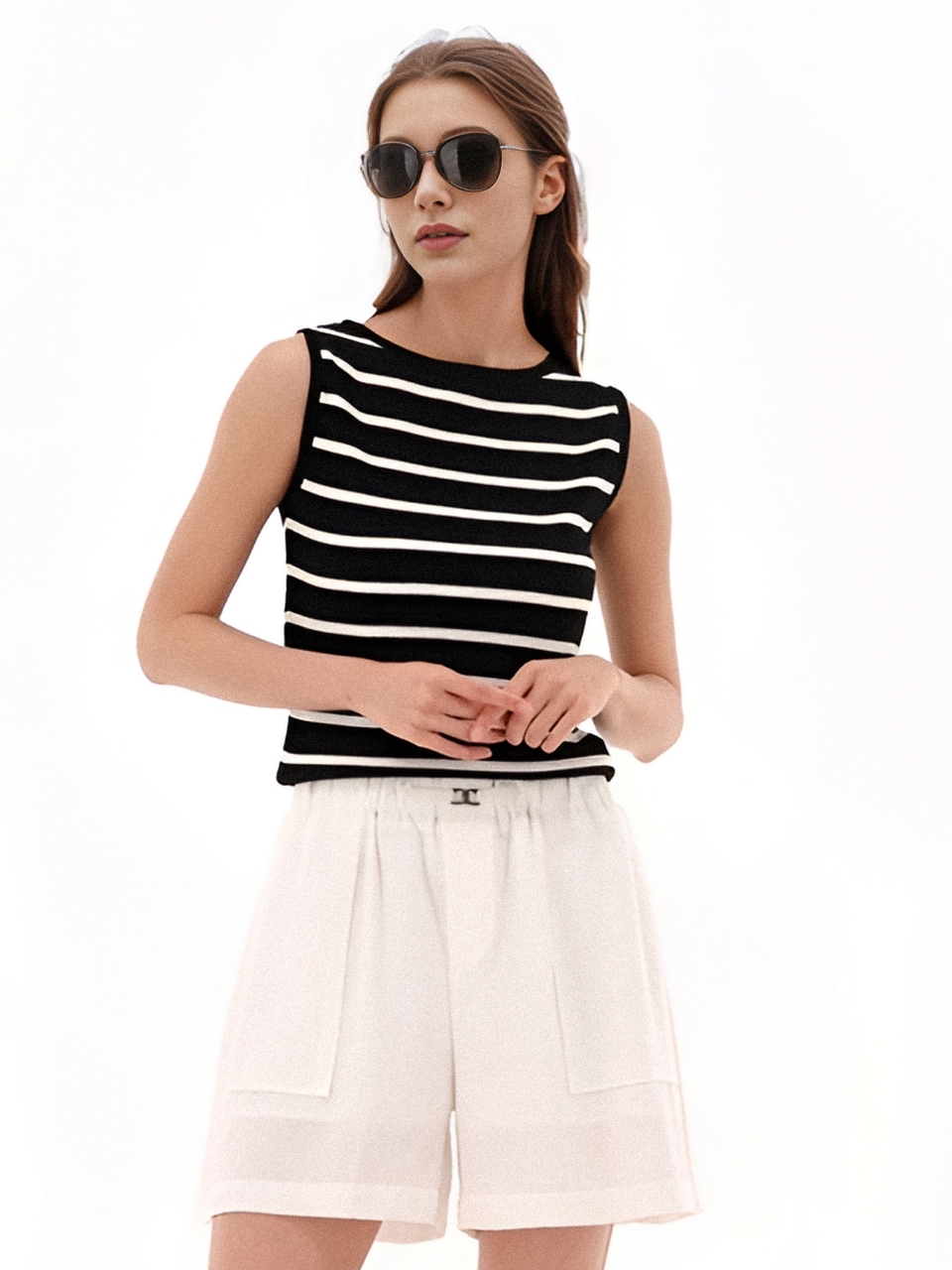 Boat neck Sleeveless Knit _ST.Black