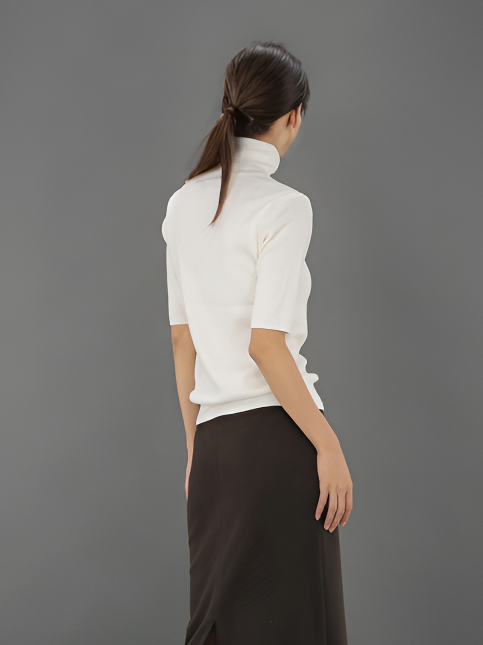 Turtle Neck Ribbed Knit _Ivory