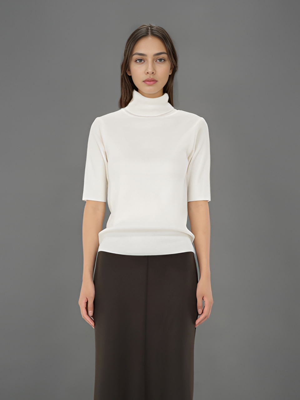 Turtle Neck Ribbed Knit _Ivory