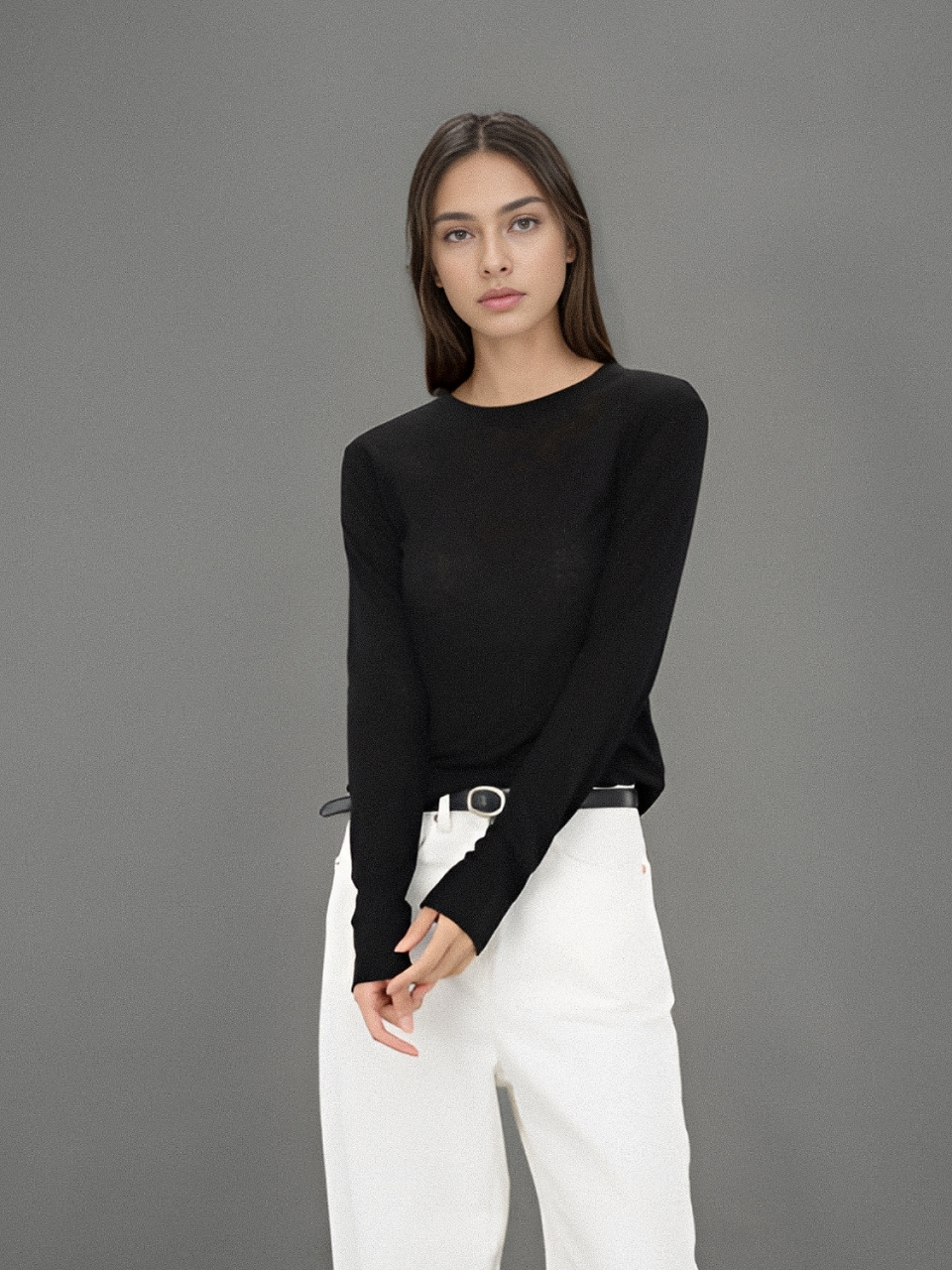 Long Sleeve Slim T-shirt _White