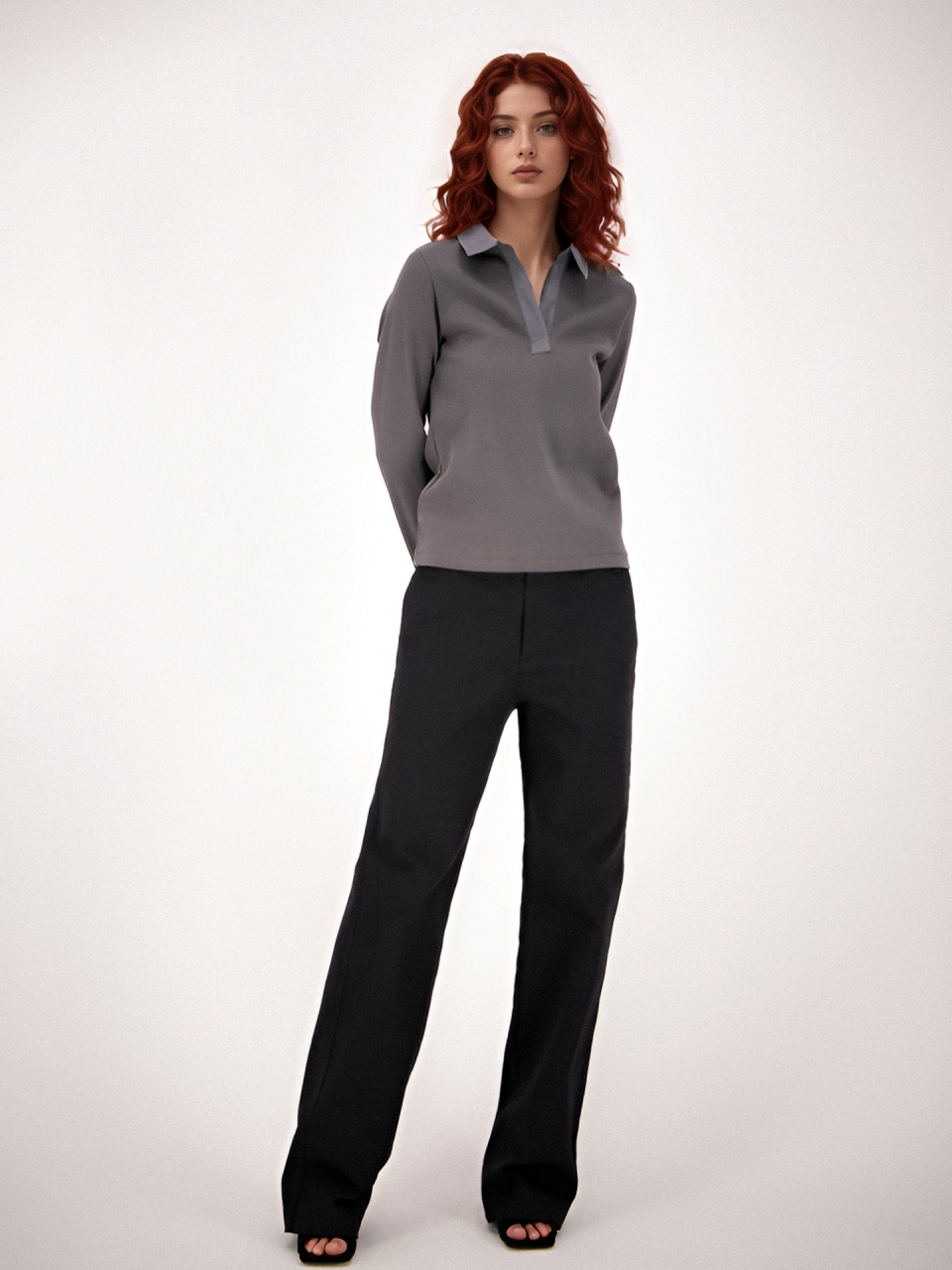 Ribbed Collar T-shirt _Grey