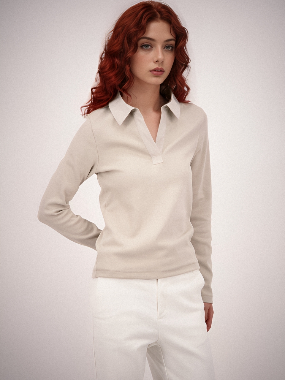 Ribbed Collar T-shirt _Grey
