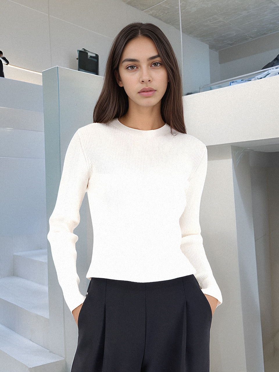 Slim Ribbed Knit _Ivory
