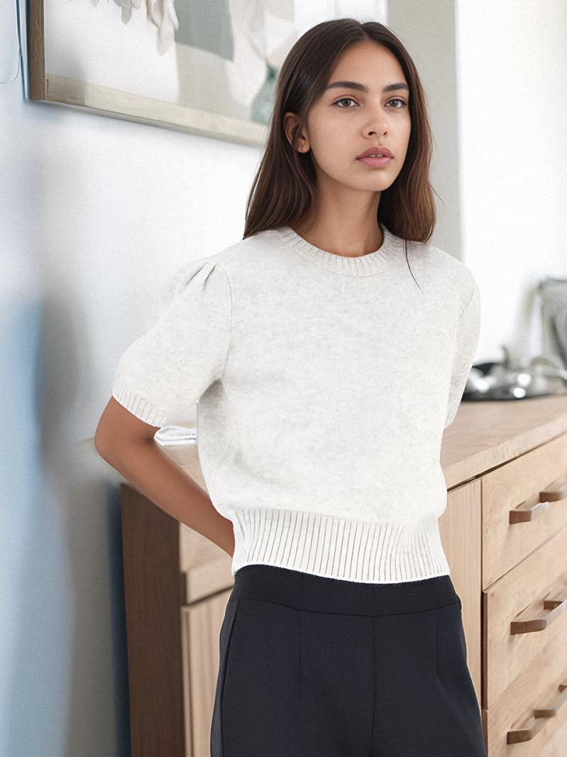 Puff Sleeve Raccoon Knit _Grey