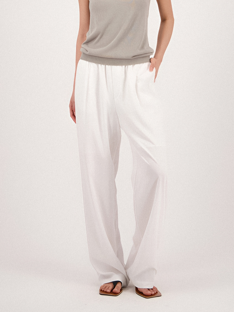 Summer Pintuck Bending Slacks _White