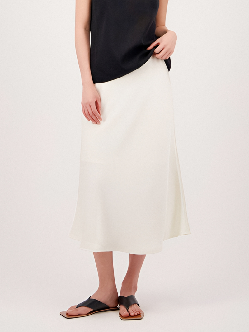 Satin A-line Skirt _White