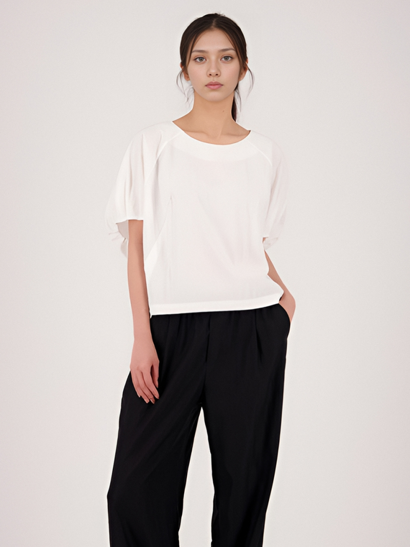 Round Neck Raglan Blouse _White