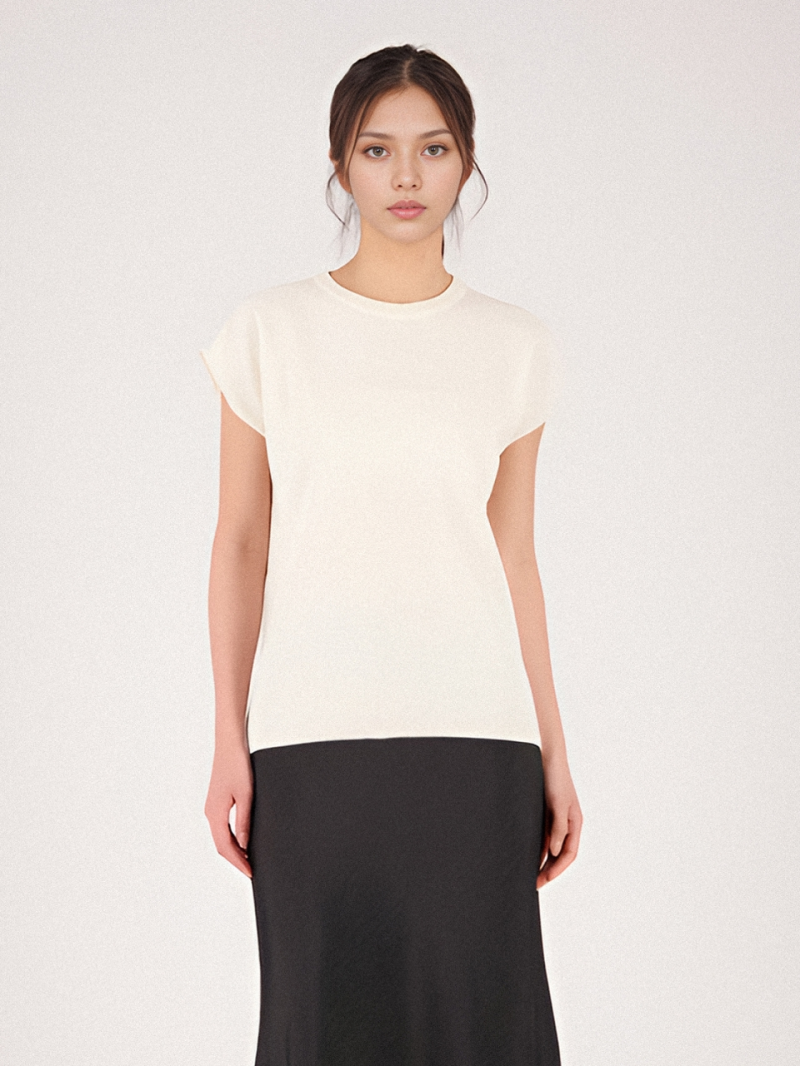 Half Sleeve Cotton Knit _Ivory