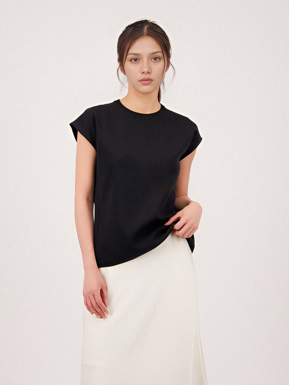 Half Sleeve Cotton Knit _Black