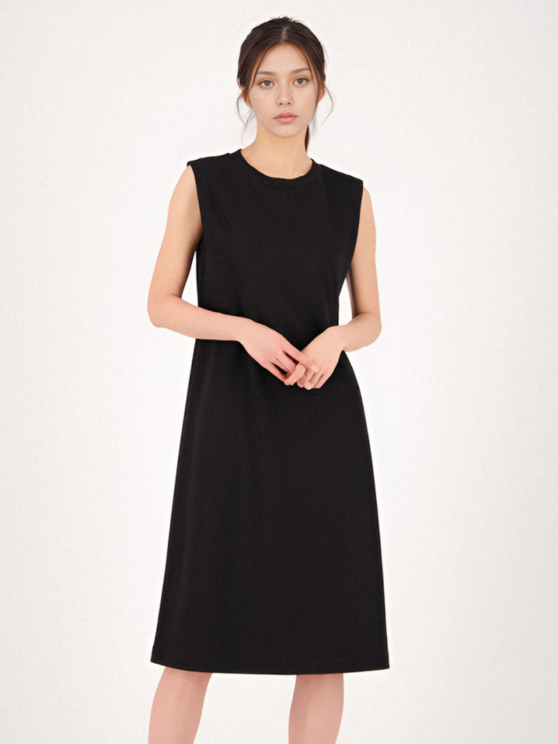 Sweat Sleeveless Dress _Black