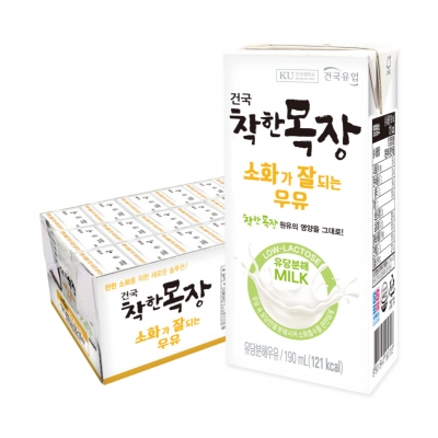 건국우유 착한목장 소화가잘되는 우유 190ml 24팩