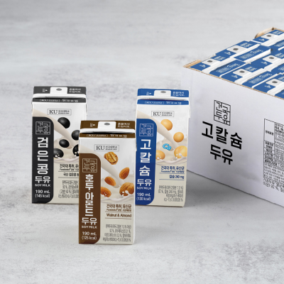 건국유업 두유 3종 호두아몬드/고칼슘/검은콩 두유 190ml 24팩