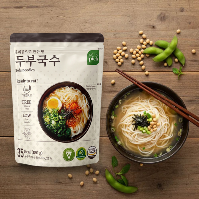 [네이처픽] 우리콩으로 만든 면 두부국수180g 18봉 저칼로리(비빔소스10개+메밀소스8개) 비건인증 휴대간편