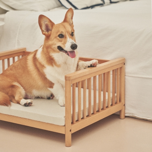 E0등급 바라 펫베드+매트 원목 강아지침대