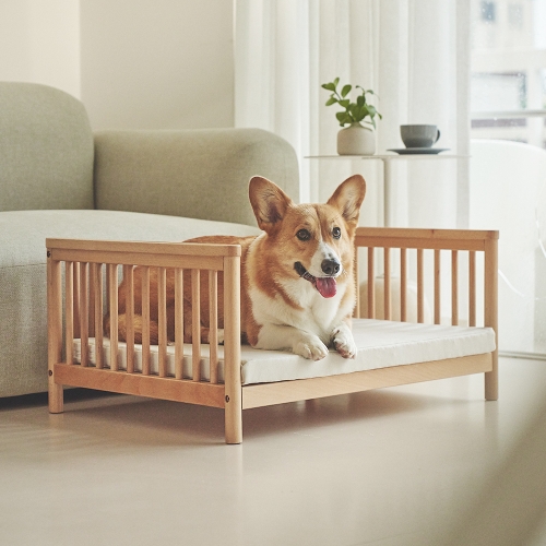 E0등급 바라 펫베드+매트 원목 강아지침대