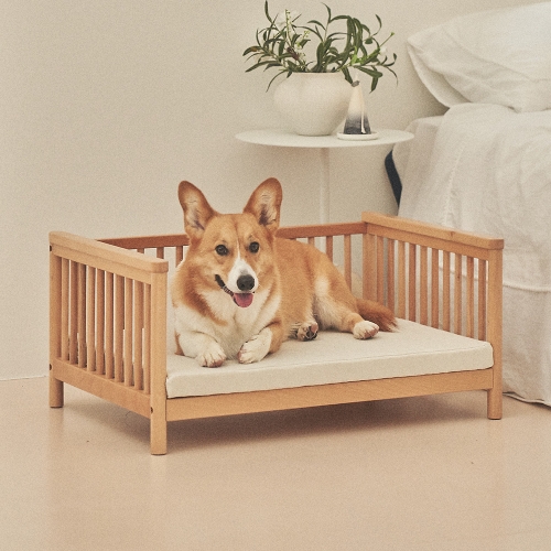 E0등급 바라 펫베드+매트 원목 강아지침대