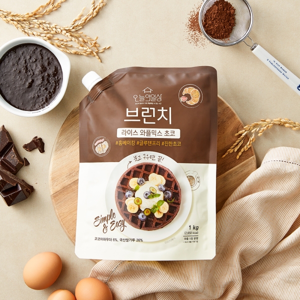 [흥국F&B/업체직배송] 오늘의일상 라이스 와플믹스 초코 1kg x 3개