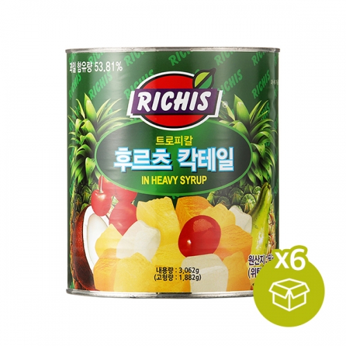 [박스할인][리치스] 후르츠칵테일 3kg x 6개