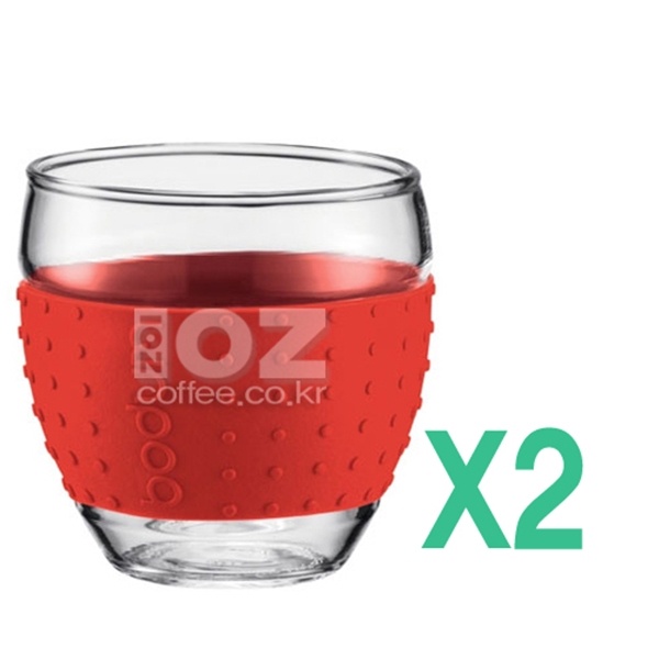 [특가할인] 보덤 파비나 글라스 컵 2P 레드 350ml(11185-294)