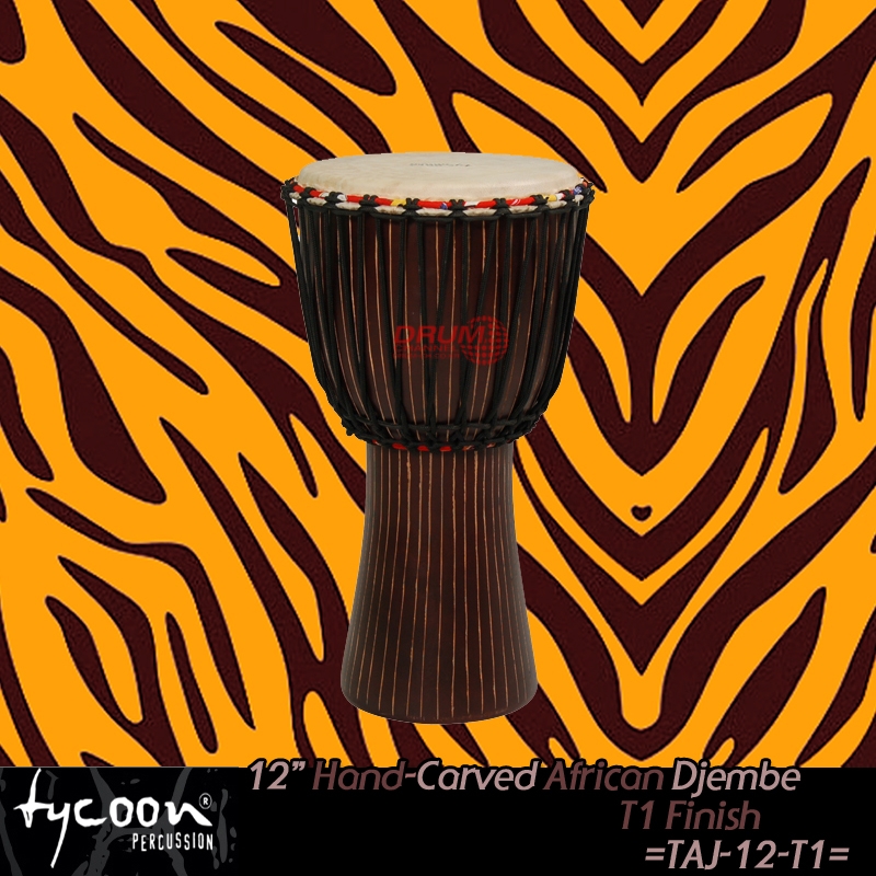 Tycoon 12” Hand-Carved African Djembe T1 Finish TAJ 12-T1