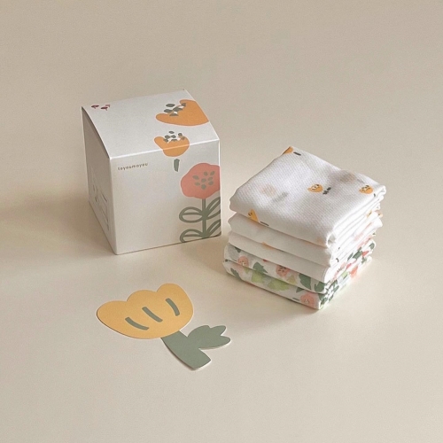 [출산선물세트]투유모유 노란 꽃 스와들+노란 꽃 아기 손수건 1박스