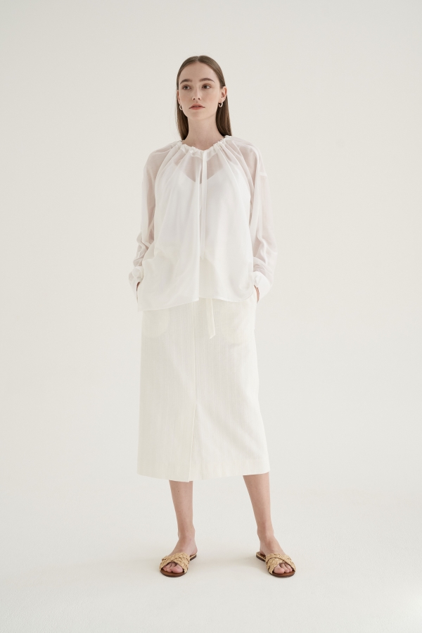 #07 WHITE LINEN SKIRT - 60% OFF SALE