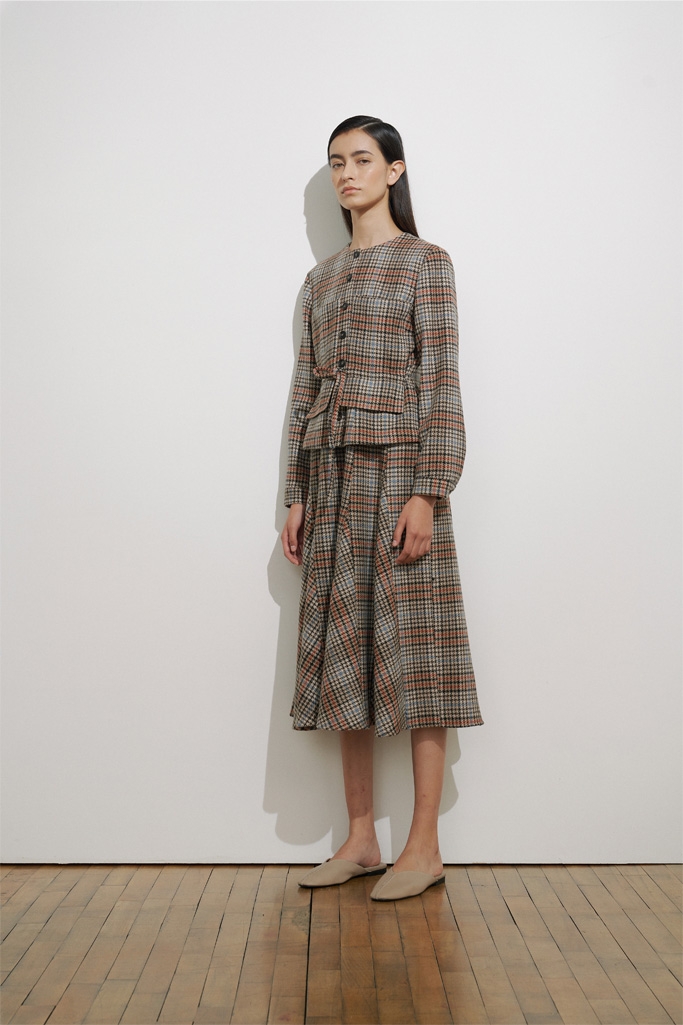 #10 WOOL CHECK TWOPIECE-LIKE DRESS-