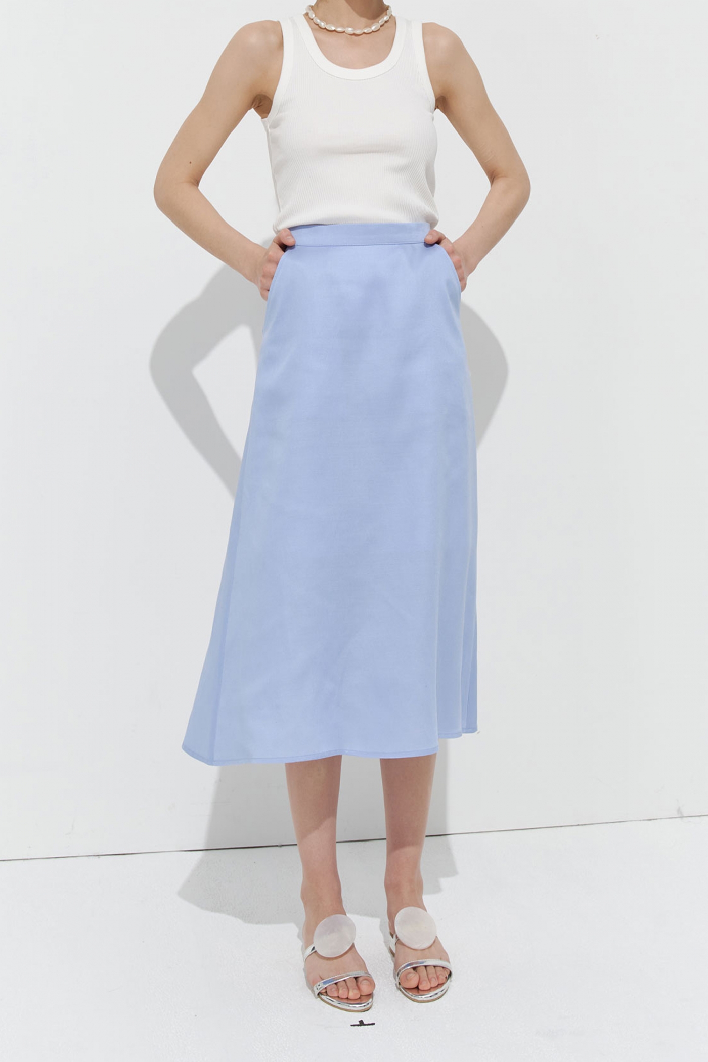 #12 SKYBLUE SILKY SKIRT -50% OFFSALE