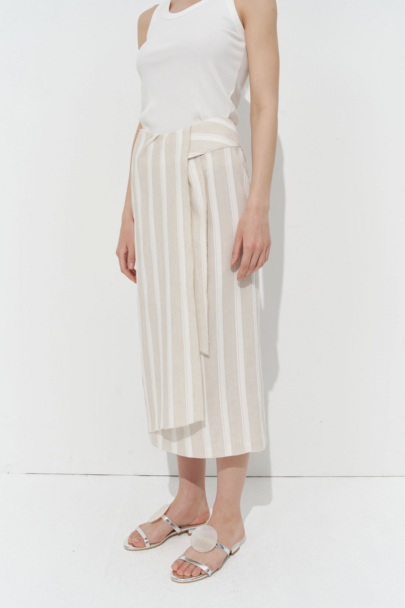 #12 LINEN STRIPE SKIRT-50% OFFSALE