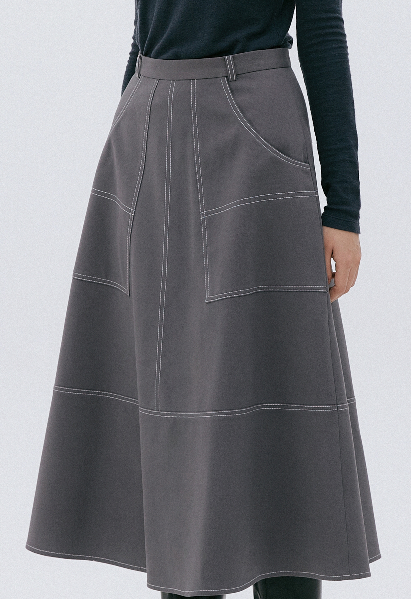 STITCH WINTER SKIRT-GREY