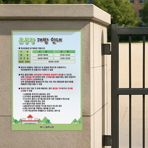 학교시설 개방 및 이용 안내판