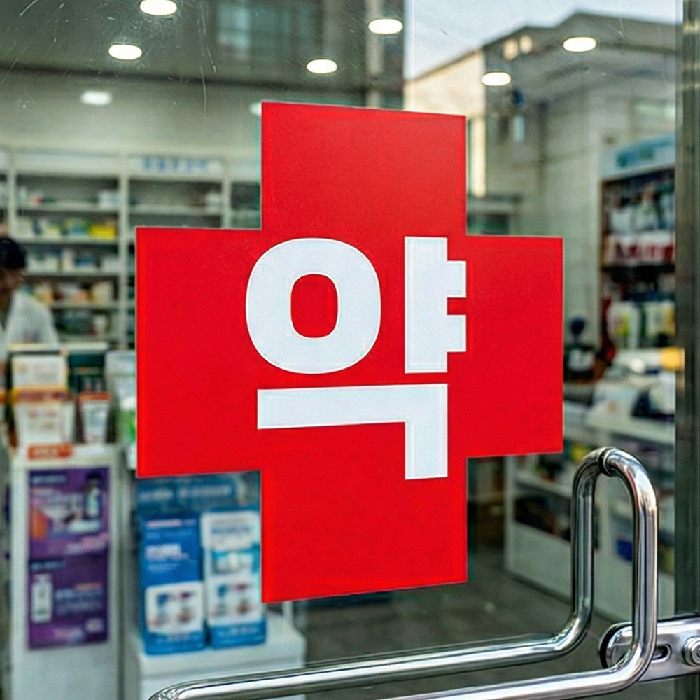 약국 유리문 글자 시트컷팅 스티커 약국 유리문 글자 시트컷팅 스티커