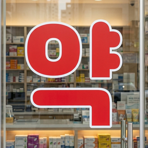 약국 유리문 글자 시트컷팅 스티커