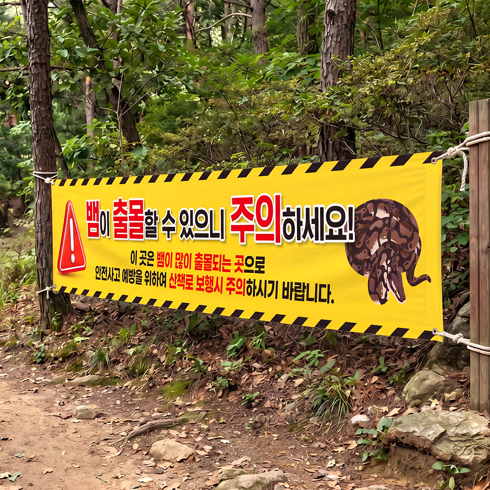 야생 뱀 벌 출몰주의 현수막