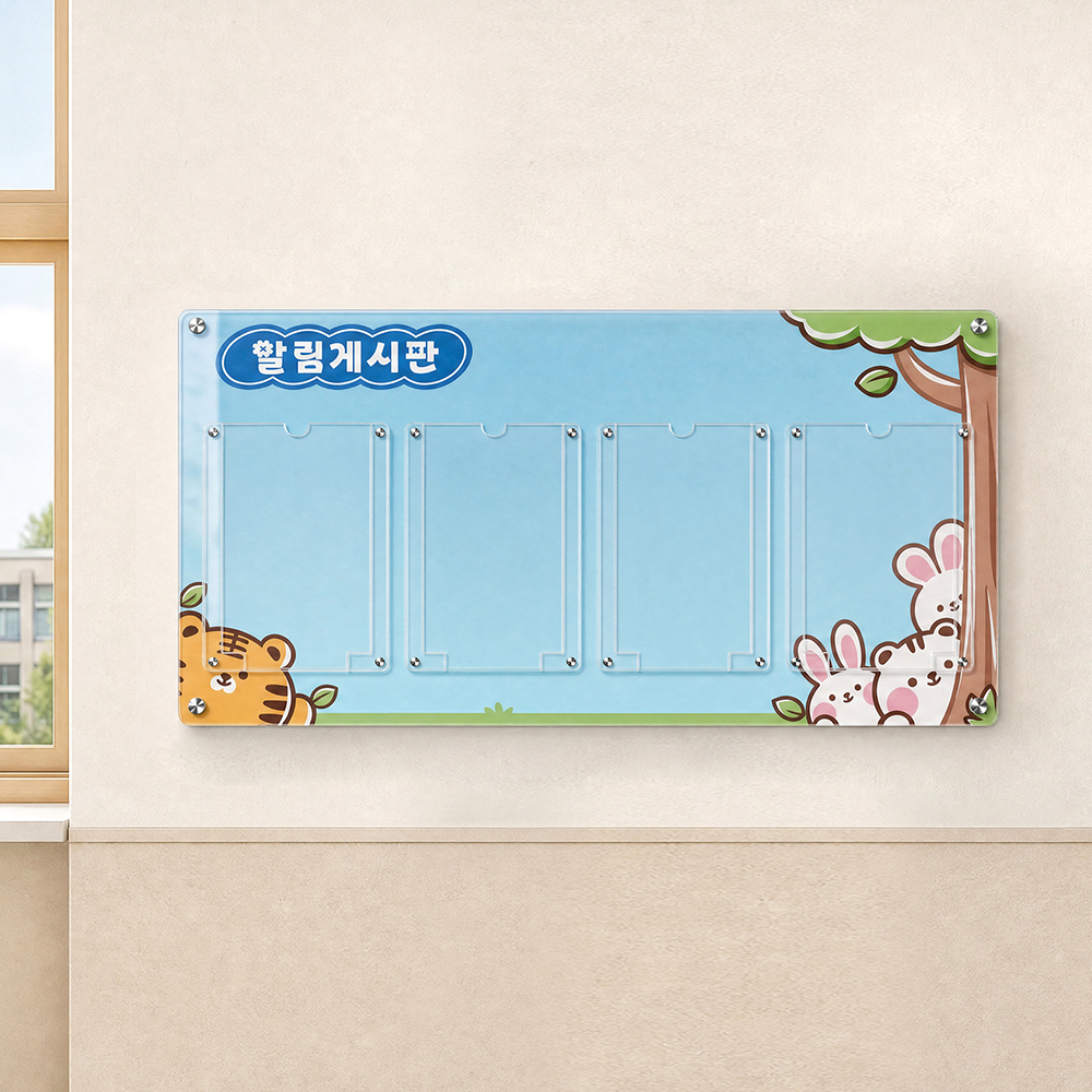 유치원 학교 아크릴 게시판 4구