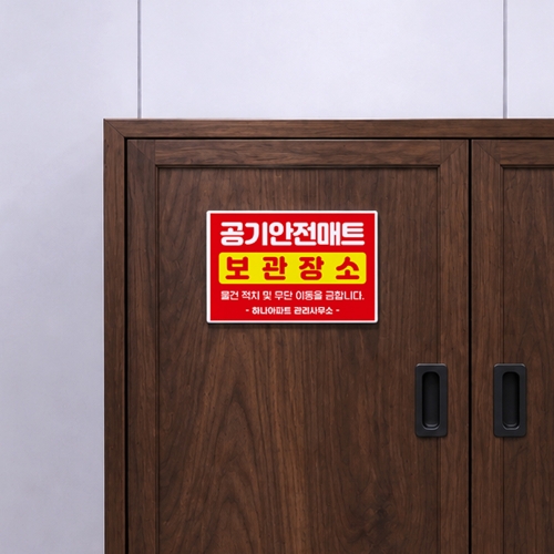 공기 안전매트 보관장소 안내판