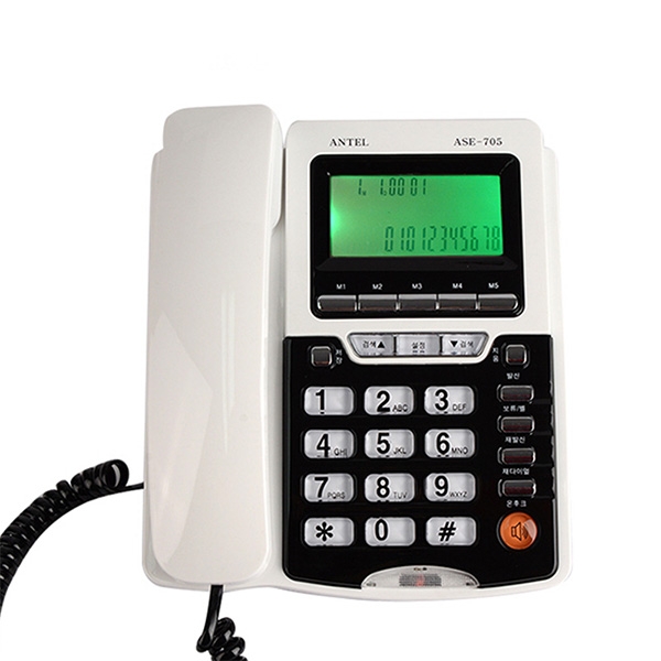 안텔 유선전화기 ASE-705 발신자표시 벨소리4단계 온후크기능 보청전화기
