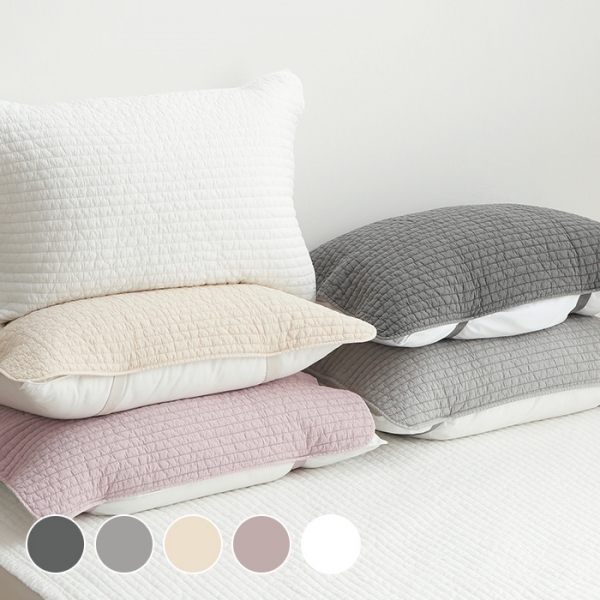 내추럴 순면 피그먼트 공감 밴딩 베개커버 (5colors)