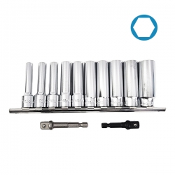 [TOKU]롱핸드소켓세트 1223801S 9.5mm(3/8)x10pcs+소켓아답타2pcs