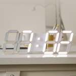 엘클락 프리즘 무소음 국산 3D LED벽시계 38cm 화이트 디지털벽시계