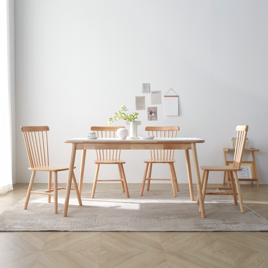 [한정수량특가] 우디 화이트 12T 통세라믹 원목 식탁 1400