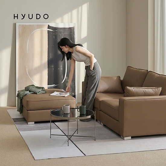 휴도 공간의 동백 모듈형 가죽 소파 쇼파 3인 (미니쿠션 2개 증정)