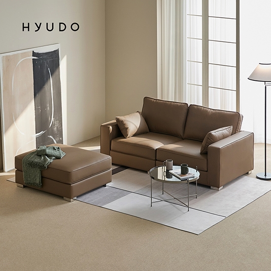 휴도 공간의 동백 모듈형 가죽 소파 쇼파 3인 (미니쿠션 2개 증정)