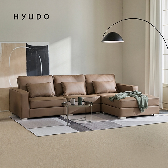 휴도 공간의 동백 모듈형 가죽 소파 쇼파 4인 (미니쿠션 3개 증정)