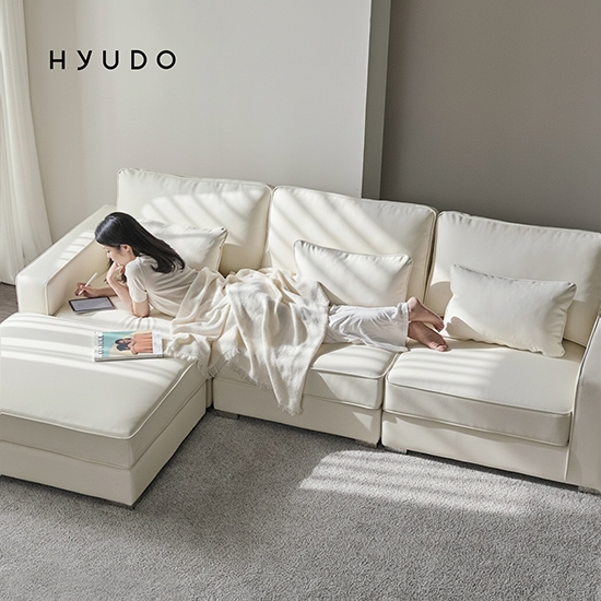 휴도 공간의 동백 모듈형 가죽 소파 쇼파 4인 (미니쿠션 3개 증정)