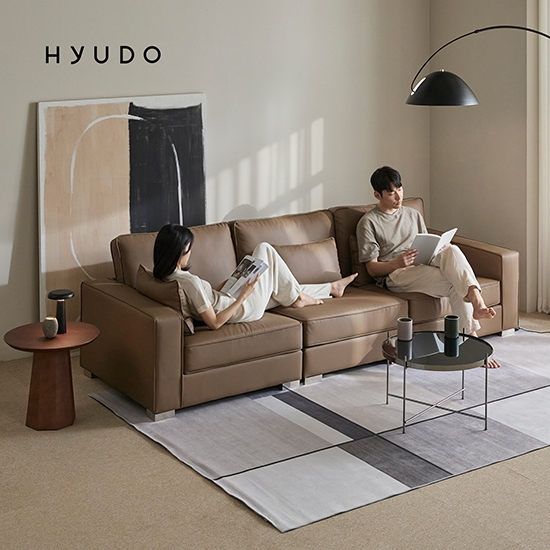 휴도 공간의 동백 모듈형 가죽 소파 쇼파 4인 (미니쿠션 3개 증정)