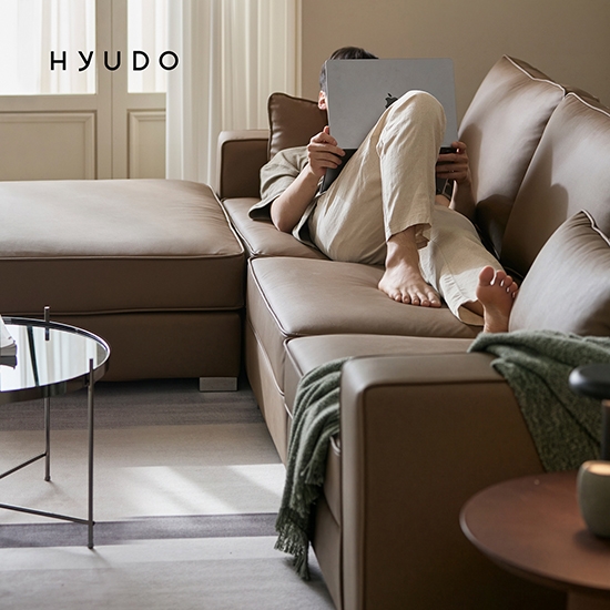 휴도 공간의 동백 모듈형 가죽 소파 쇼파 4인 (미니쿠션 3개 증정)