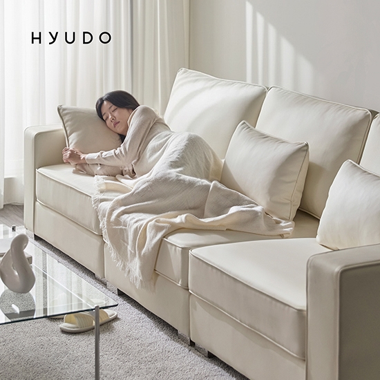 휴도 공간의 동백 모듈형 가죽 소파 쇼파 4인 (미니쿠션 3개 증정)